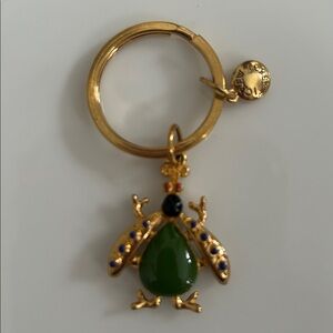 J. Crew Green/Blue Enamel & Gold Insect Key Chain